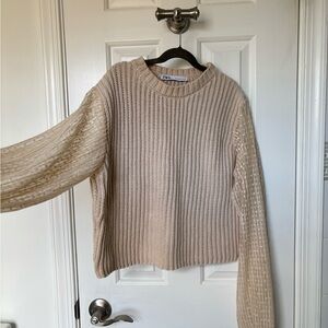 Zara Cream Textured Knit Sweater | size S